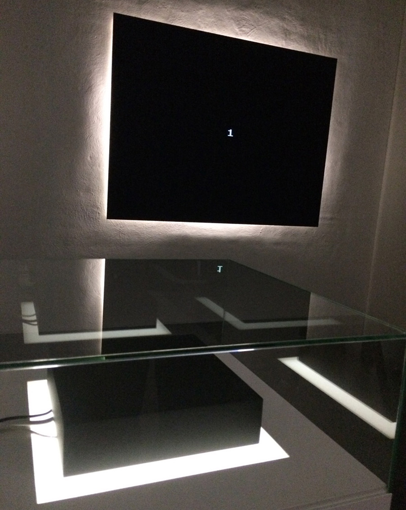 The ASLAP animation projected and the computer playing the file documented in KIASMA.