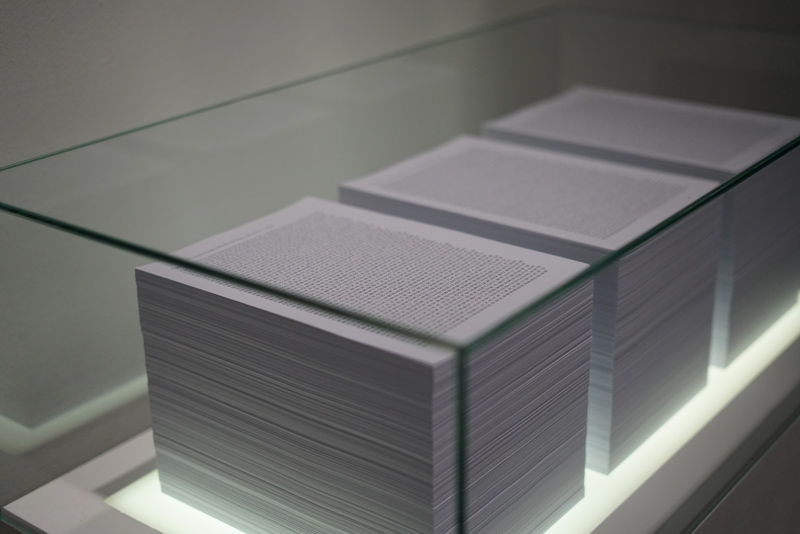 The 5714 A4 pages containing the binary code of ASLAP frames 1-38538 exhibited in the ARS17 exhibition.
